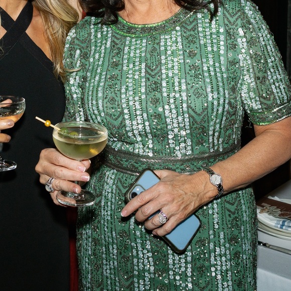 Cocktail Geometric Beaded Midi-Dress - Picture 3 of 6